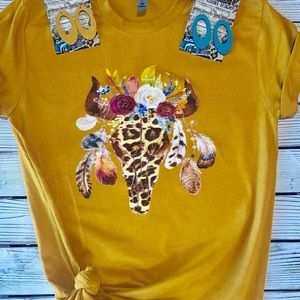 Mustard Leopard Skull Tee